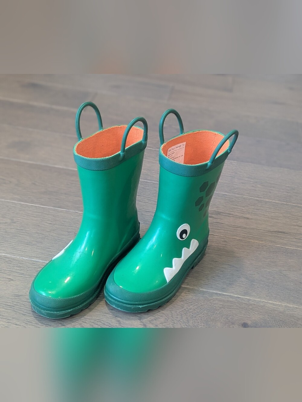 Kids Size 9/10 Green Alligator Waterproof Rain Boots w Handles -  Lily and Dan